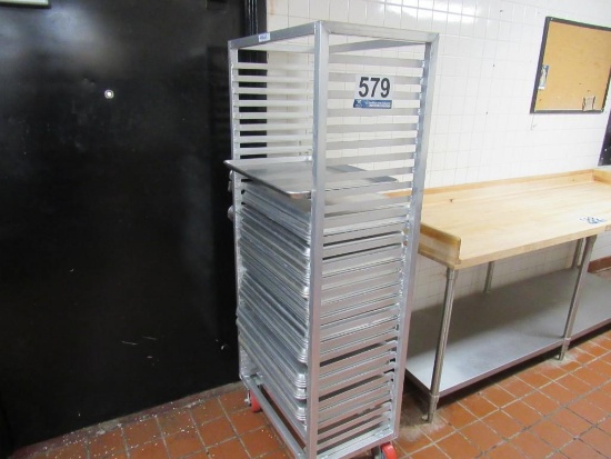 COOKING SHEET STORAGE RACKS WITH COOKING SHEETS