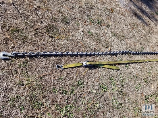 10.5' of 1/2" Heavy Duty Galvanized Chain & a Ratchet Strap