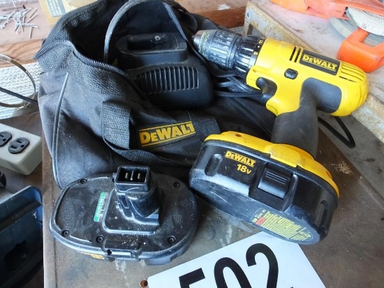 Dewalt 20V Drill, 2 Batteries, and Charger