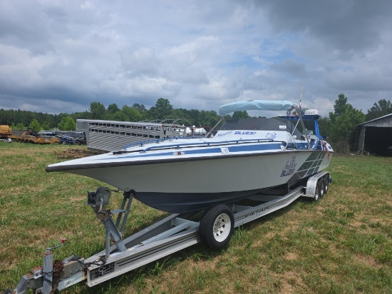 1985 Fountain 35 Ft Performance Boat with Myco Triple-Axle Trailer