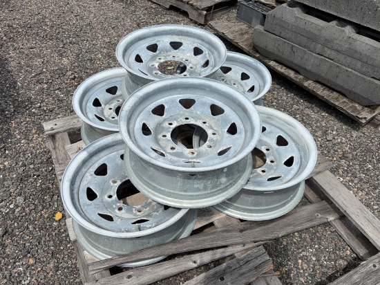 (6) 8-Lug Steel Trailer Wheels
