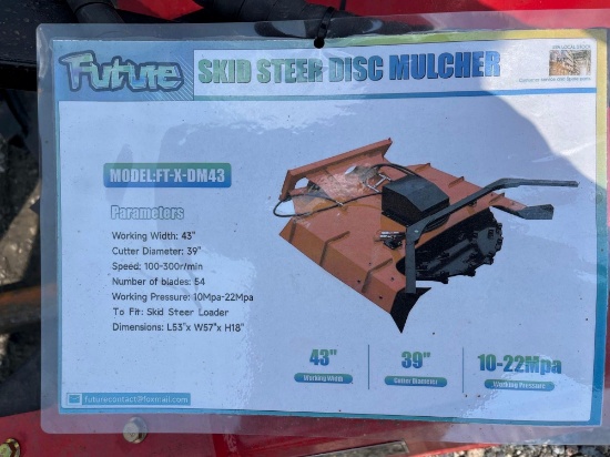 2026 Unused Future FT-XDM43 Skid Steer Mini Disc Mulcher