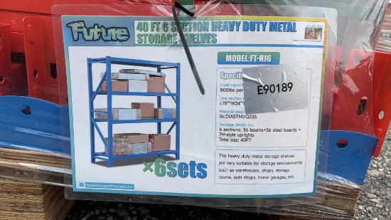 2026 Unused Future FT-HJ6 40 Ft 6 Section Heavy Duty Metal Storage Shelves