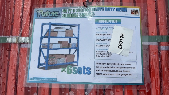 2026 Unused Future FT-HJ6 40 Ft 6 Section Heavy Duty Metal Storage Shelves