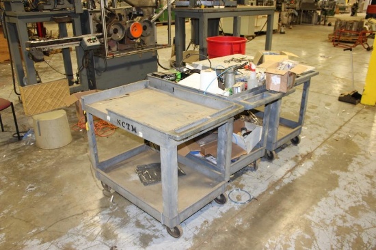 Assorted Tools and Equipment on 3 Rolling Carts