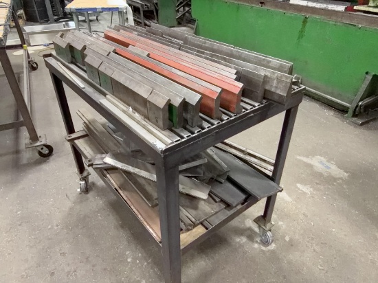 Lot of Assorted Steel Press Brake Tools on Rolling Cart