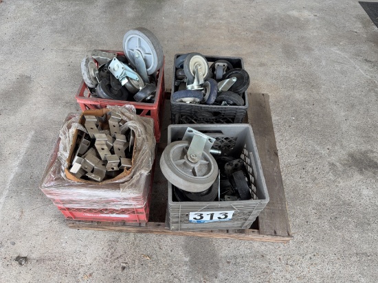 Assorted Industrial Casters and Brackets
