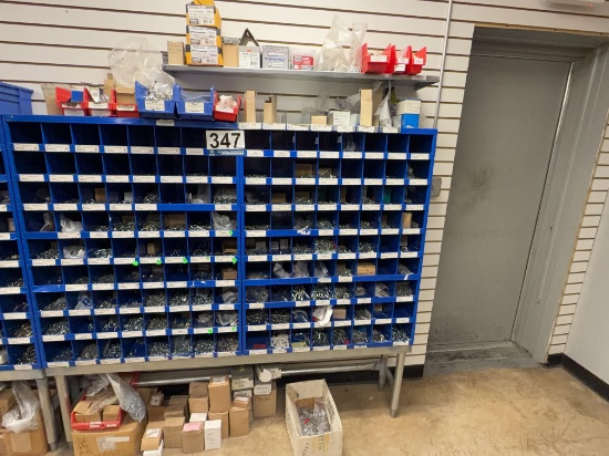 Lot of Assorted Fasteners and Hardware in Storage Bins