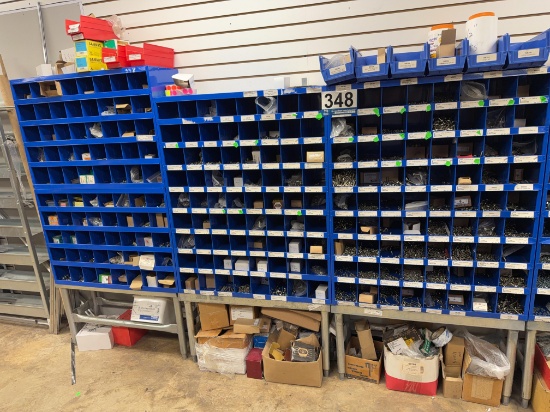 Lot of Assorted Fasteners and Hardware in Storage Bins
