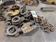 Lot of Industrial Lifting Clamps and Chains