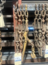 (Qty 4) Lot of Industrial Chains and Load Binders