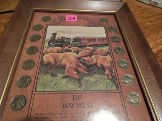 The Way West Framed w/(14) Buffalo Nickels