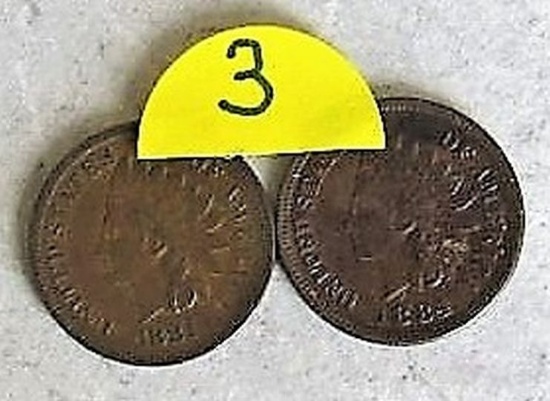 1881, 1884 Indian Cents- Both VF