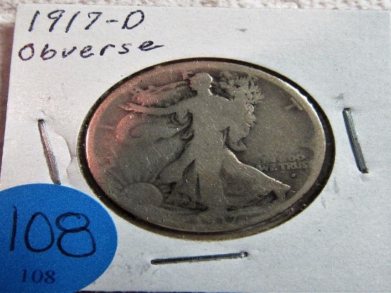 1917 Obverse D Walking Half Dollar