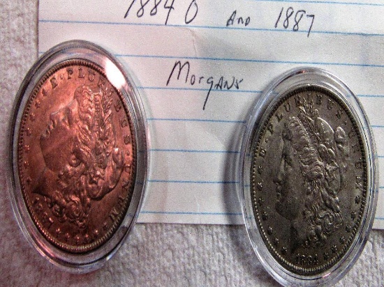 1887 and 1884 O Morgan Dollars