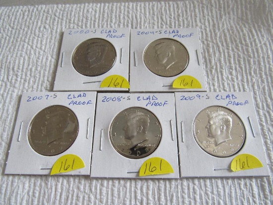 (5) Silver Clad Kennedy Half Dollars