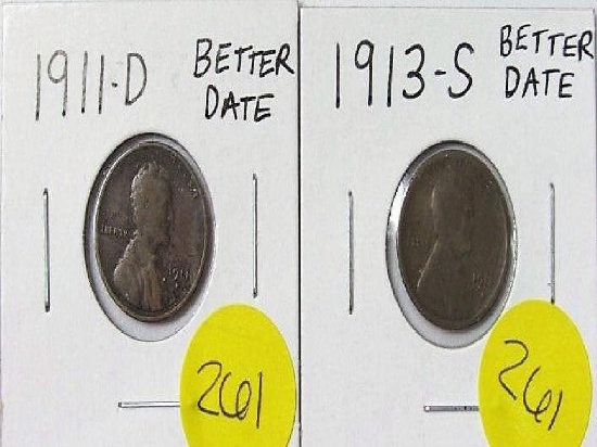 1911-D, 1913-S Lincoln Cent