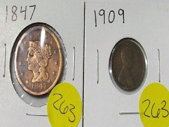 1847 Large Cent, 1909 Cent