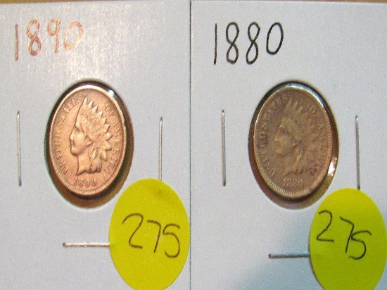 1880, 1890 Indian Cents