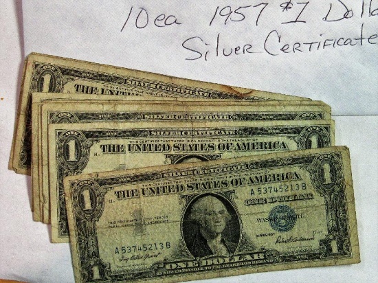 1957 10 Each Silver Certificates