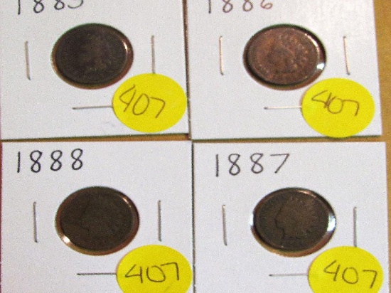 1885, 1886, 1887, 1888 Indian Cents