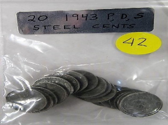 20 1943 P,D,S Steal Cents
