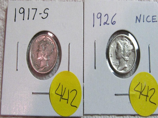 1917-S, 1926 Mercury Dimes