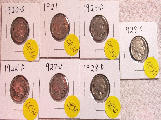 1920-S, 1921, 1924-D, 1926-D, 1927-D, 1928-D, 1928-S Buffalo Nickels