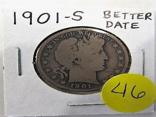1901-S Better Date Barber Half Dollar