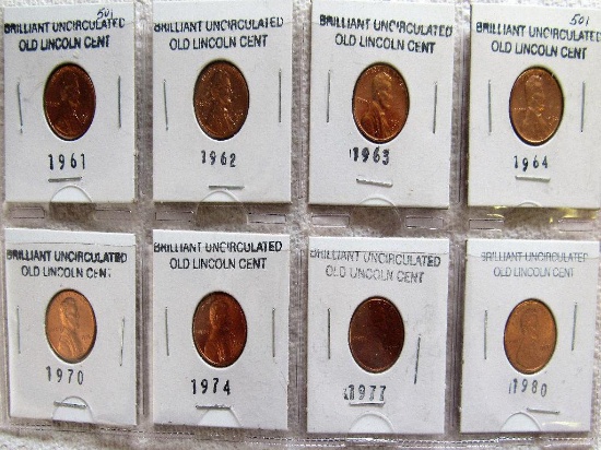 8 Uncircilated Lincoln Cents