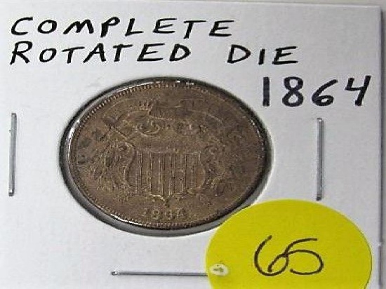 1864 Complete Rotated Die 1864 2 Cent Piece
