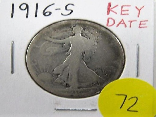 1916-S Key Date Walking Liberty Half Dollar