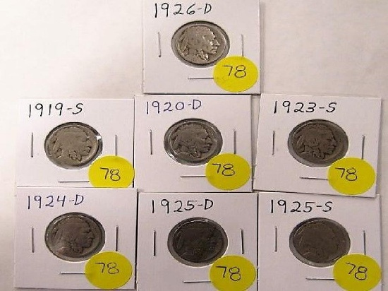 1919-S, 1920-D, 1923-S, 1924-D, 1925-D, 1925-S, 1926-D Buffalo Nickel