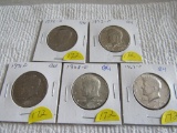 (5) Kennedy Half Dollars, all BU