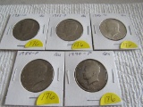 (5) Kennedy Half Dollars, all BU