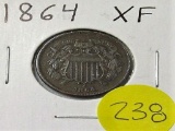 1864 XF 2 Cent Piece