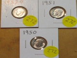 1950, 1951, 1953-D Dimes