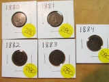 1880, 1881, 1882, 1883, 1884 Indian Cents