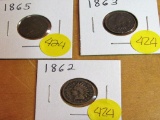 1862, 1863, 1865 Indian Cents