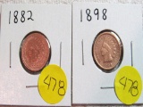 1882, 1898 Indian Cents