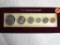 US Vintage Coin Set 1891O Morgan, 1942 Half, 1926 Quarter,1943 Dime, 1936 Nick,1901 Cent