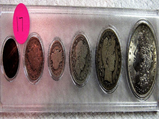 Coin Set 1921 Morgan, 1915 Half and Qtr., 1911 Dime