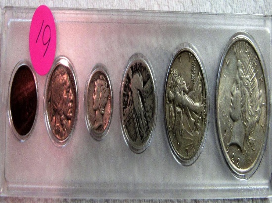 Coin Set 1923 Peace, 1942 Half, 1929 Qtr., 1942 Dime