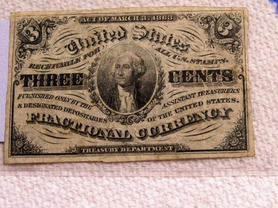 1863 3 Cent US Fractional Currency