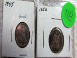 1845 and 1850 Seated Dimes