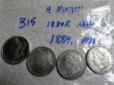 (4) Morgan Dollars 1880S,1882,1889,1921