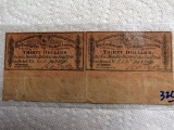 2 Loan Act of 1864 Confederate $30 Bonds