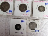 Coin Set 1912 Half,1904 Qrt,1916 Dime, 1887 Nick,1902 Cent