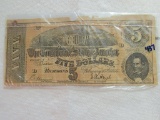 1864 $5 Richmond Confederate Note,