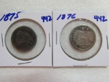 1875 and 1876 Seated Quarters